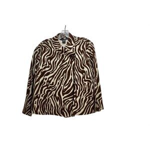 Willi Smith 100% Linen Cropped Zebra Print Brown Jacket XL